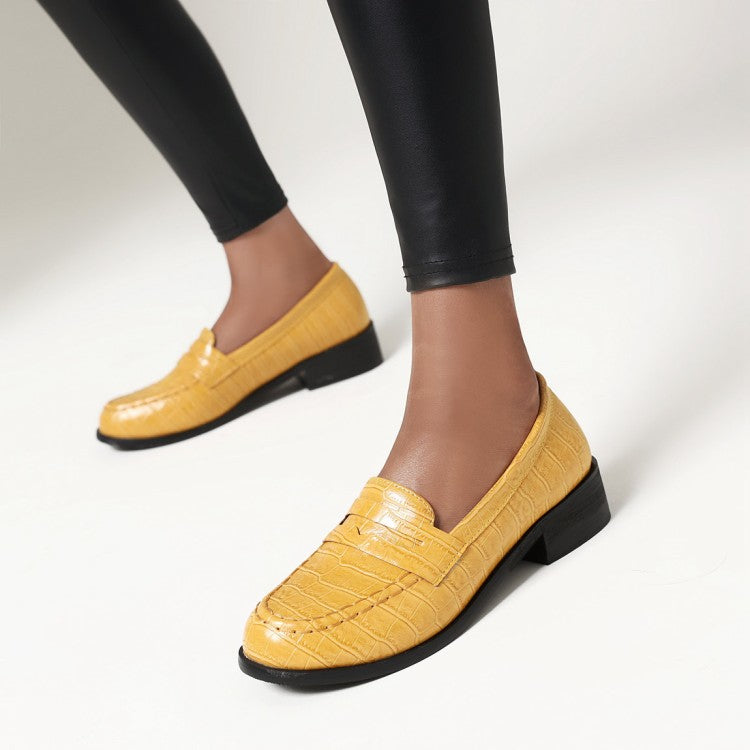 Women's Crocodile Pattern Slip-On Loafers