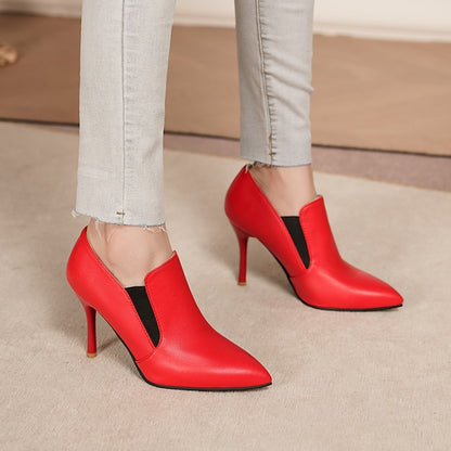 Pointed Toe Stretch Stiletto Heel Ankle Boots for Women