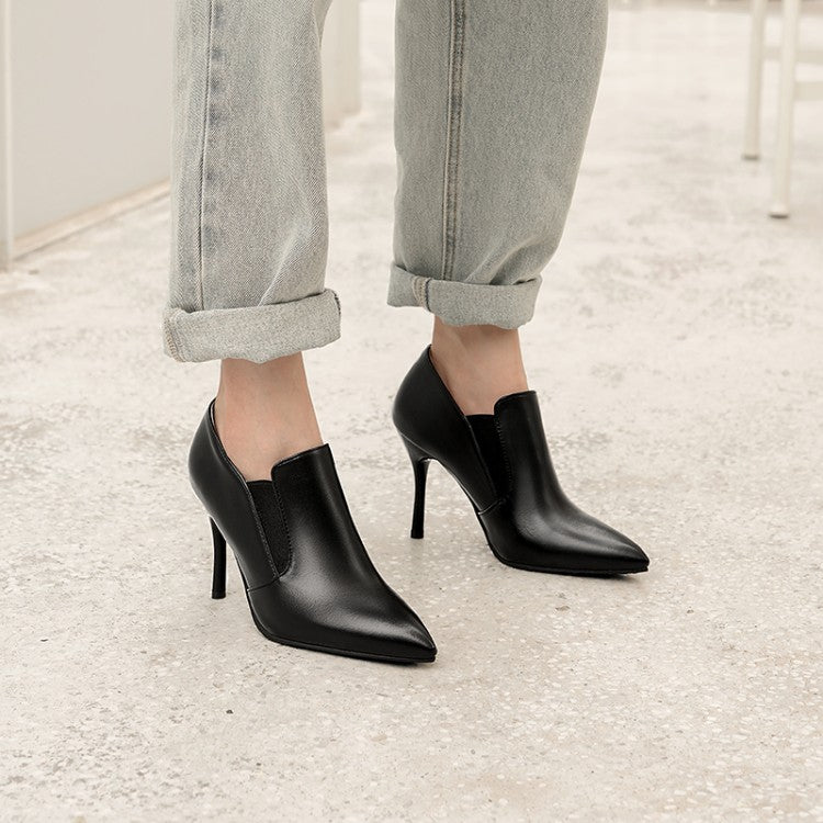 Pointed Toe Stretch Stiletto Heel Ankle Boots for Women