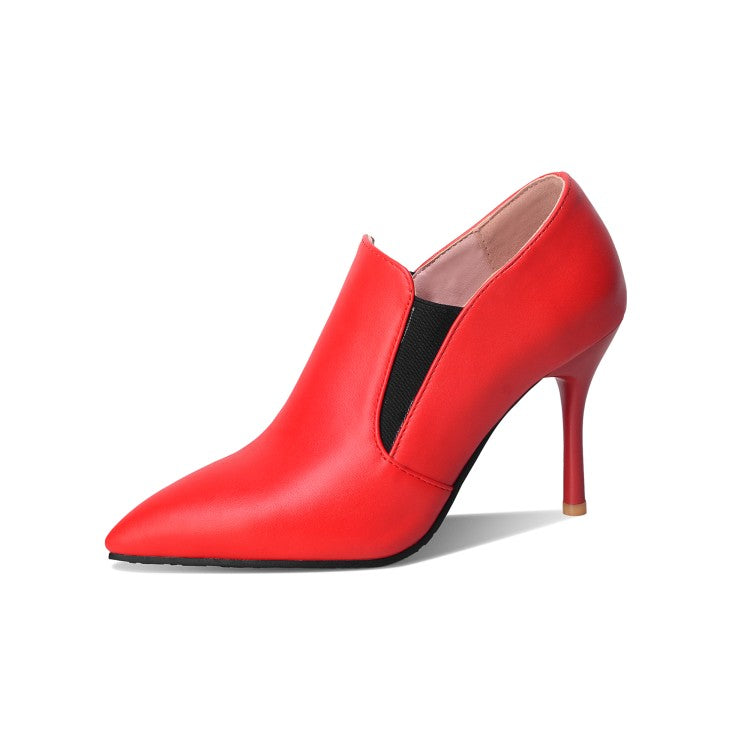 Pointed Toe Stretch Stiletto Heel Ankle Boots for Women