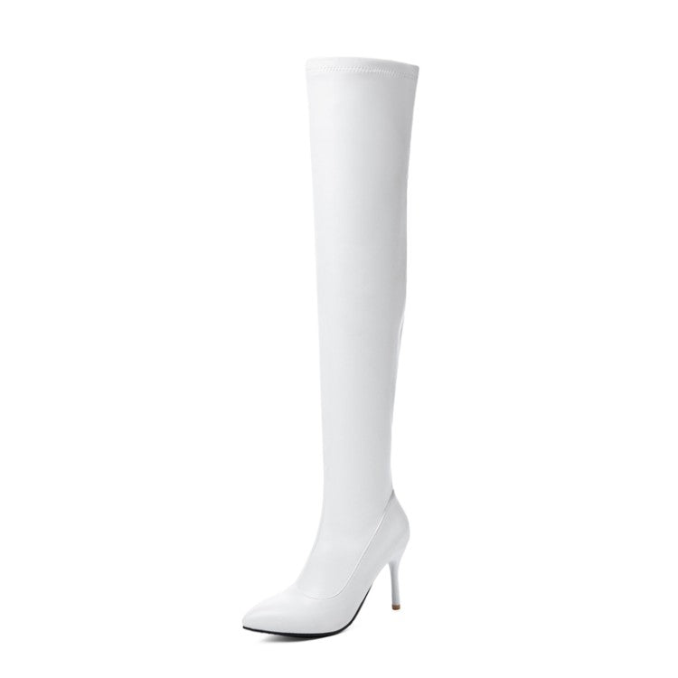 Pointed Toe Side Zippers Stiletto Heel Over the Knee Boots for Women