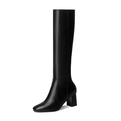 Side Zippers Block Heel Platform Tall Boots for Women