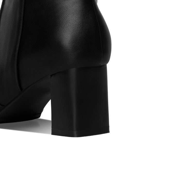 Side Zippers Block Heel Platform Tall Boots for Women