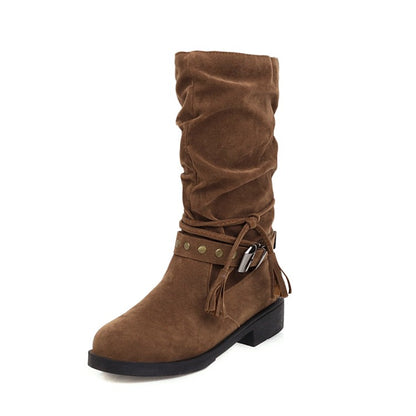 Flock Zipper Mid Calf Boots for Women