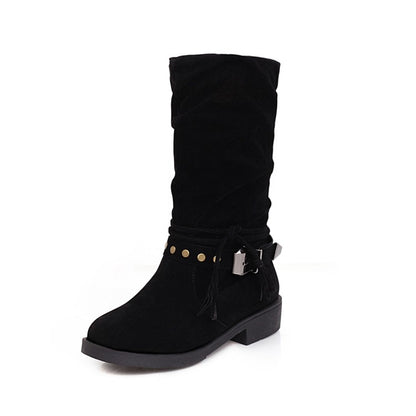 Flock Zipper Mid Calf Boots for Women