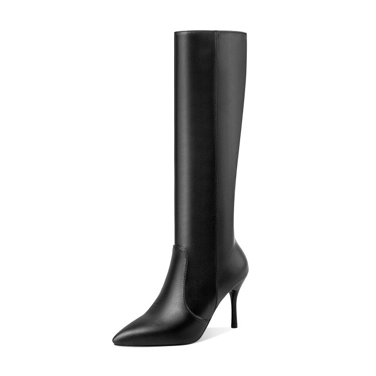 Pointed Toe Side Zippers Stiletto Heel Tall Boots for Women