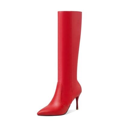 Pointed Toe Side Zippers Stiletto Heel Tall Boots for Women