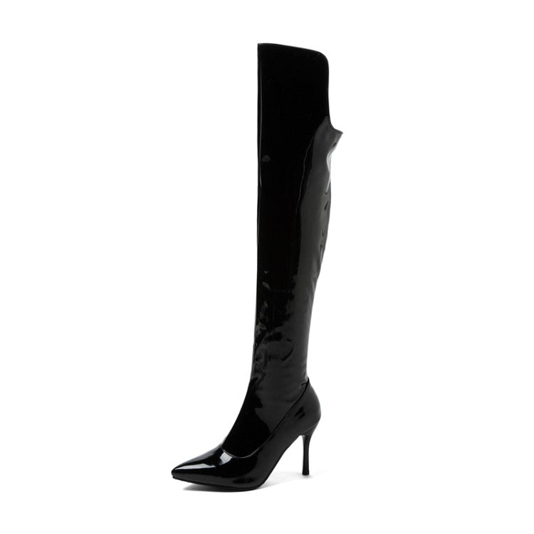 Pointed Toe Side Zippers Stiletto Heel Over the Knee Boots for Women