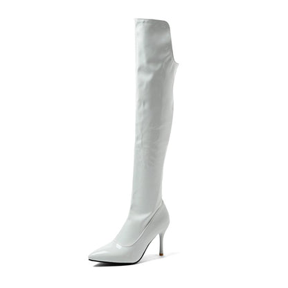 Pointed Toe Side Zippers Stiletto Heel Over the Knee Boots for Women