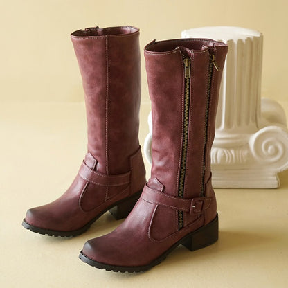 Ladies Heel Knee High Riding Boots