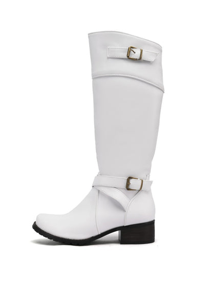 Ladies Buckle Low Heel Knee High Boots