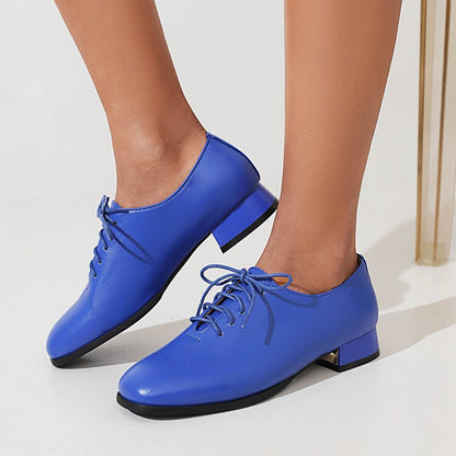 Ladies Glossy Lace Up Puppy Heel Chunky Heels Shoes