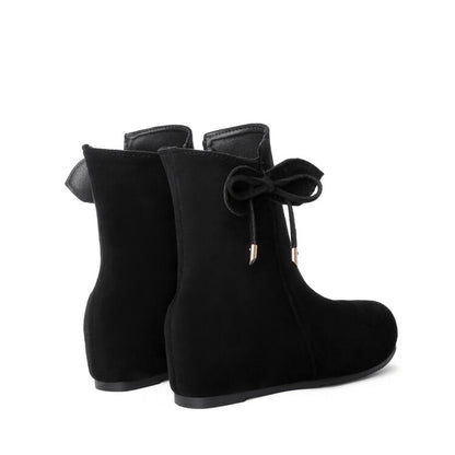 Booties Bows Side Zippers Inside Heighten Short Boots for Women