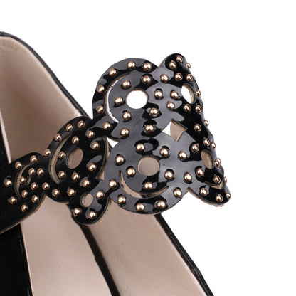 Studded Chunky Heel Mary Jane Platform Pumps for Women