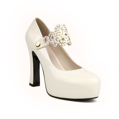 Studded Chunky Heel Mary Jane Platform Pumps for Women