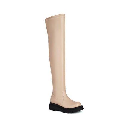 Round Toe Platform Over the Knee Boots for Women