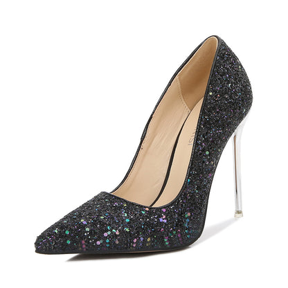 Ladies Sequins Shallow Stiletto Heel Pumps