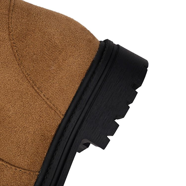 Women's Patchwork Plush Flat Mid Calf Snow Boots