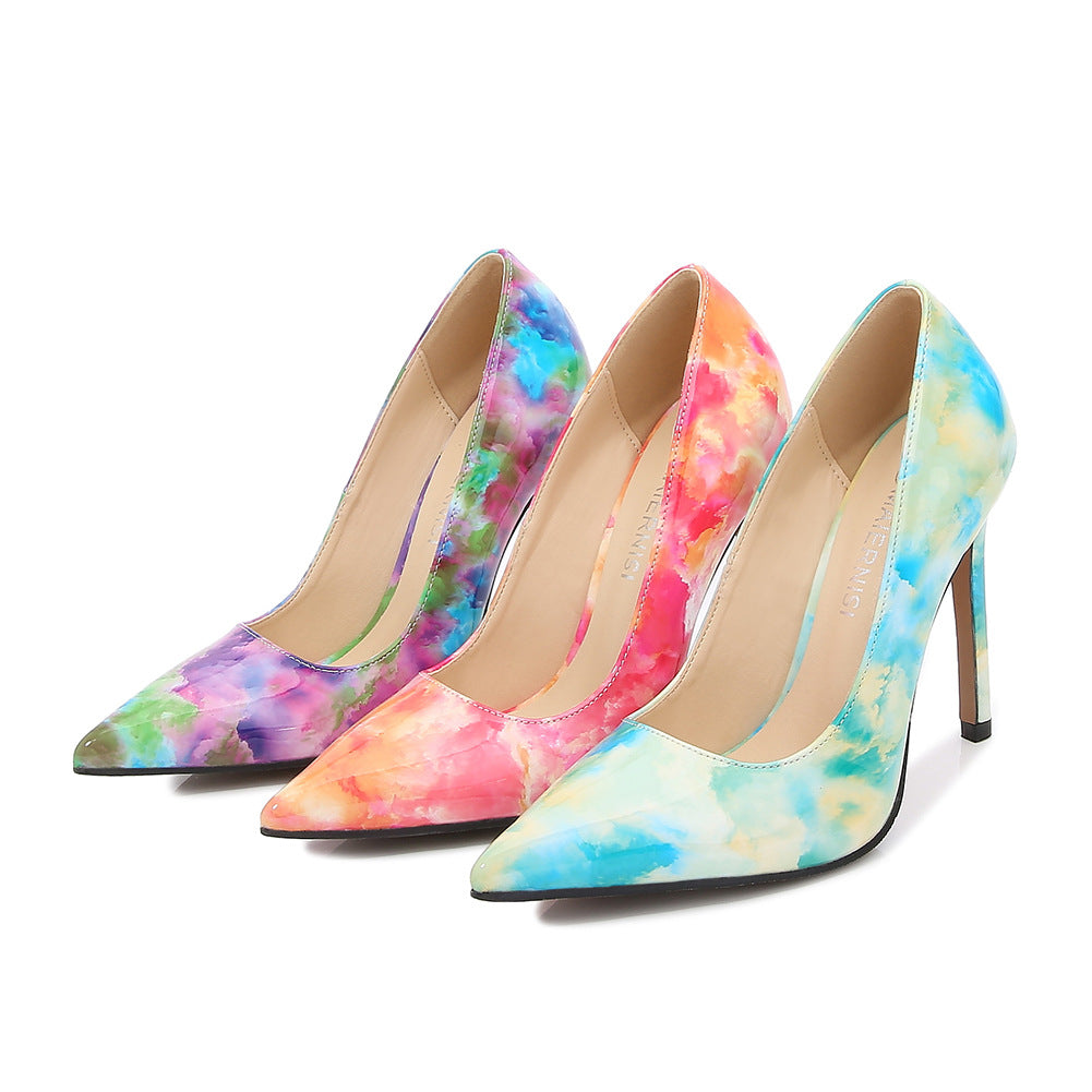 Ladies Flora Pointed Toe Shallow Stiletto Heel Pumps