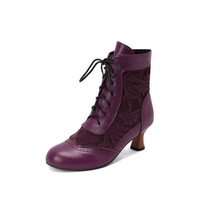 Women's Lace Up High Heel Ankle Boots