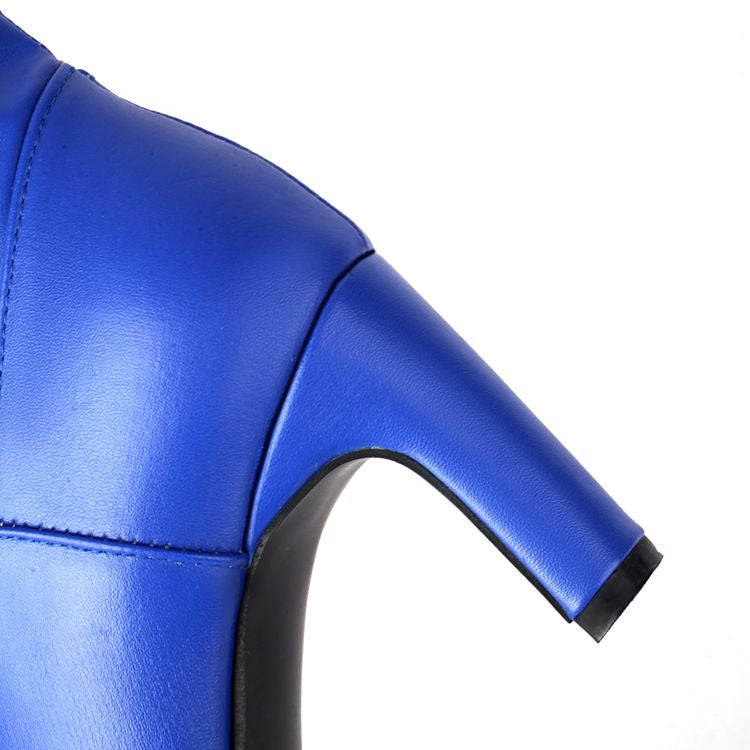 Women's Knot Pointed Toe High Heel Mid Calf Boots