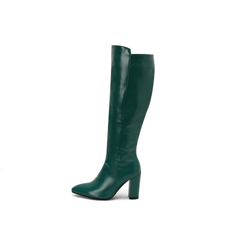 Women's Pointed Toe Block Heel Knee High Boots