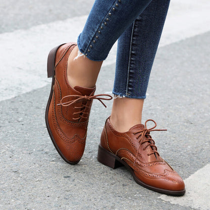 Women's Brogue Low Heel Oxford Shoes