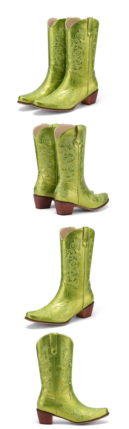 Women's Embroider Block Heel Western Boots