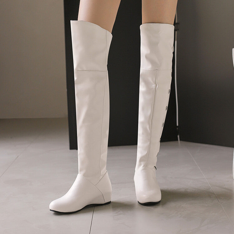 Women's Rivets Round Toe Increased Internal Over the Knee Boots