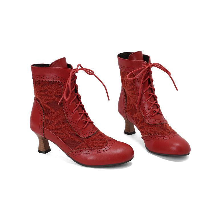 Women's Lace Up High Heel Ankle Boots