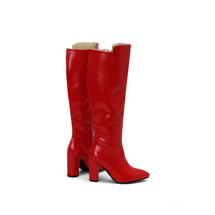 Women's Pointed Toe Block Heel Knee High Boots