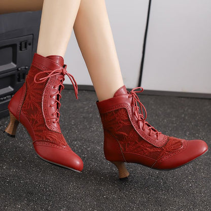 Women's Lace Up High Heel Ankle Boots