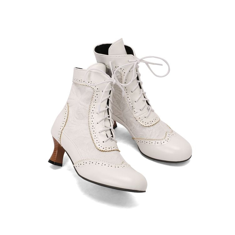 Women's Lace Up High Heel Ankle Boots