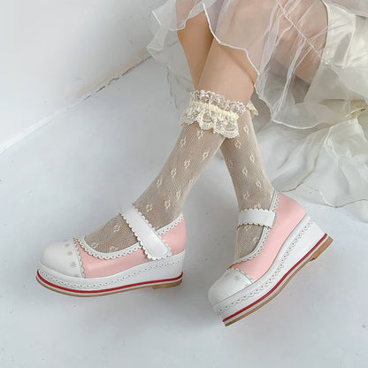 Ladies Lace Platform Wedges Shoes