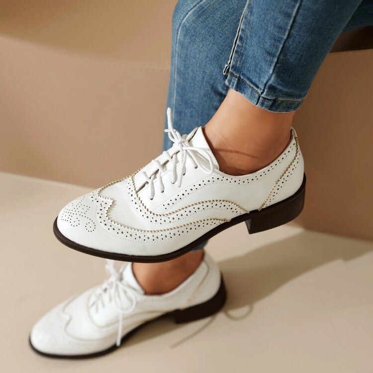 Women's Brogue Low Heel Oxford Shoes