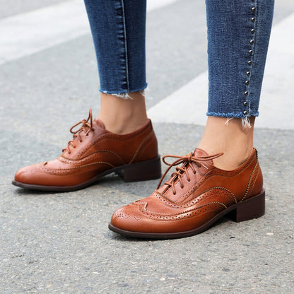 Women's Brogue Low Heel Oxford Shoes