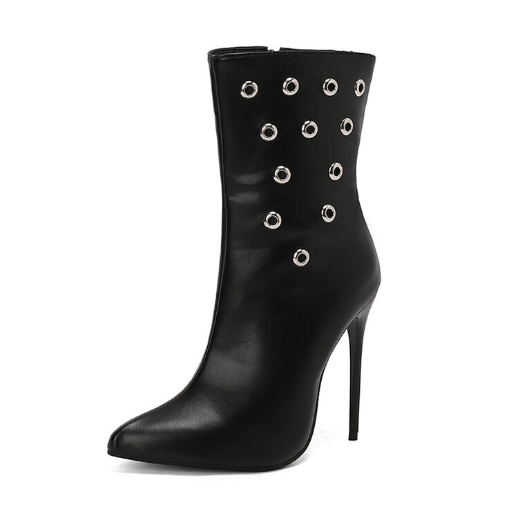 Women's Metal Dec Pointed Toe Thin Heel Ankle Boots