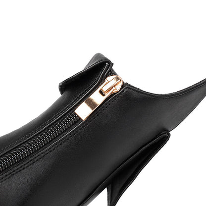 Women's Glossy Pointed Toe Thin Heel Ankle Boots