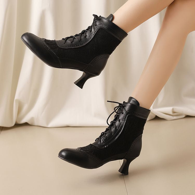 Women's Lace Up High Heel Ankle Boots