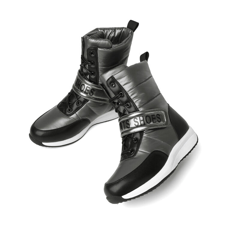 Women's Patchwork Plush Platform Wedges Down Waterproof Snow Boots