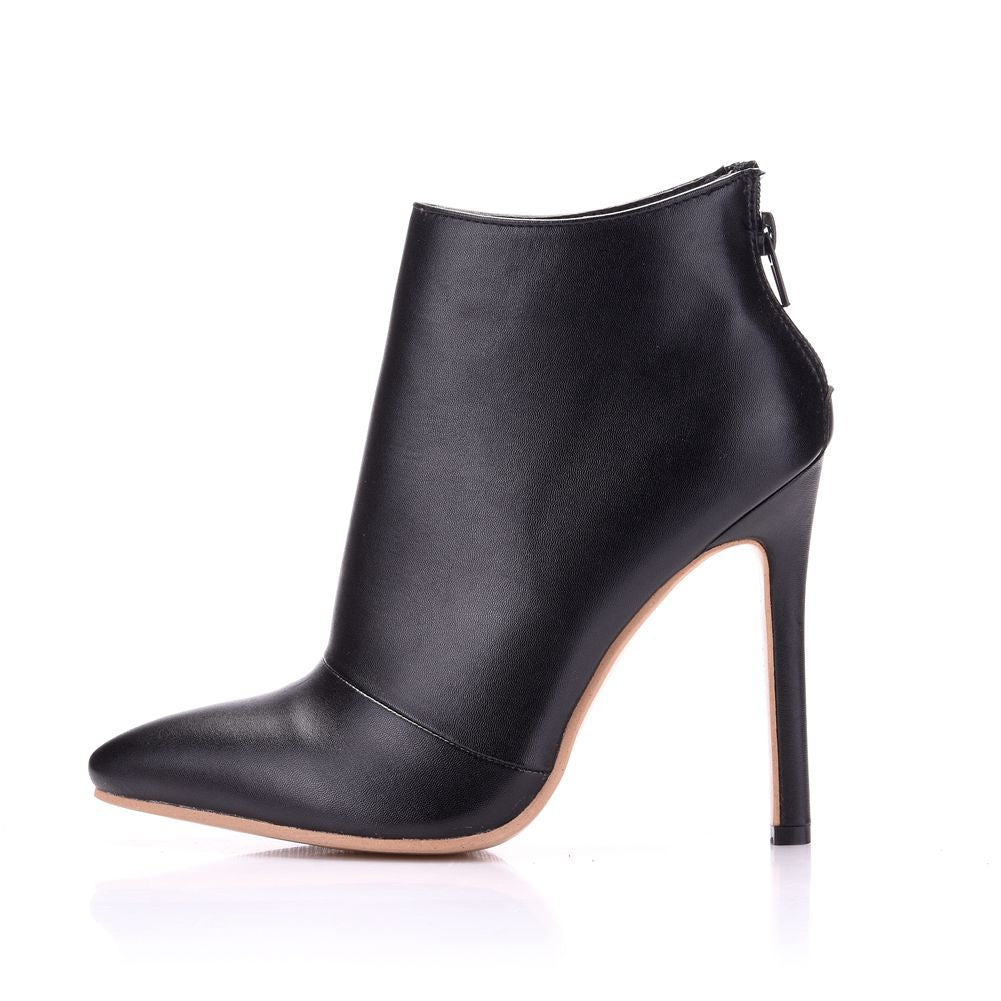 Women Pointed Toe Stiletto Heel Back Zippers Short Boots