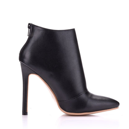 Women Pointed Toe Stiletto Heel Back Zippers Short Boots