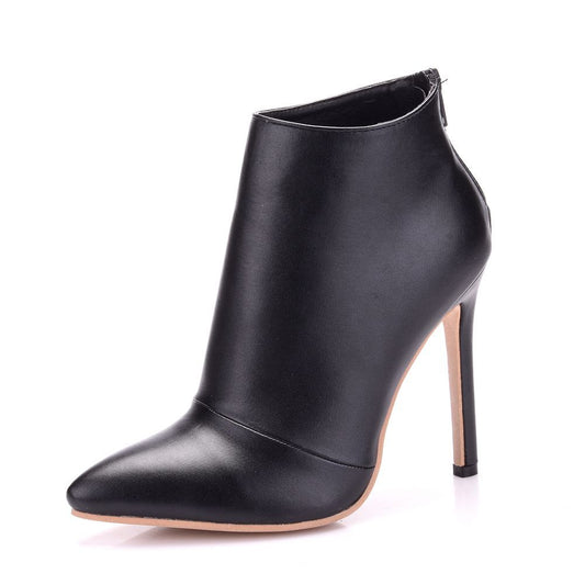 Women Pointed Toe Stiletto Heel Back Zippers Short Boots