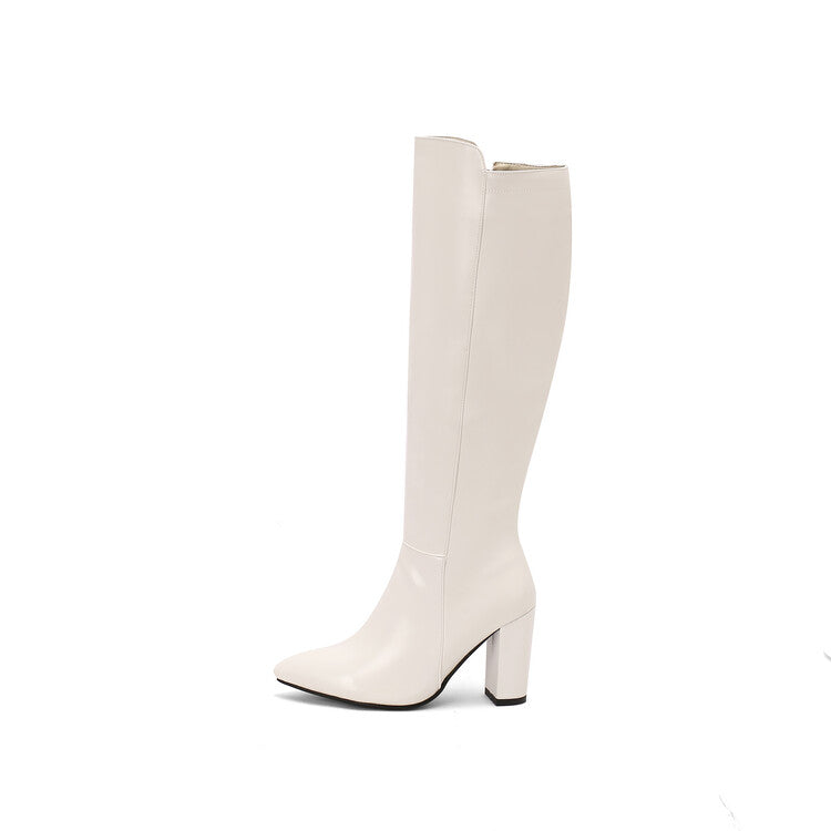 Women's Pointed Toe Block Heel Knee High Boots