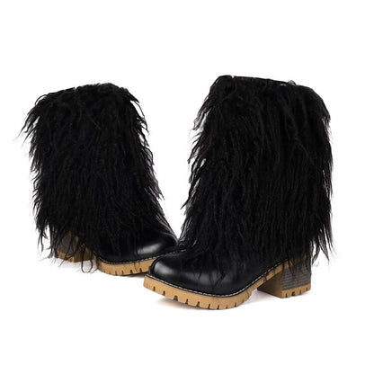 Women's Tassel Round Toe Platform Short Boots