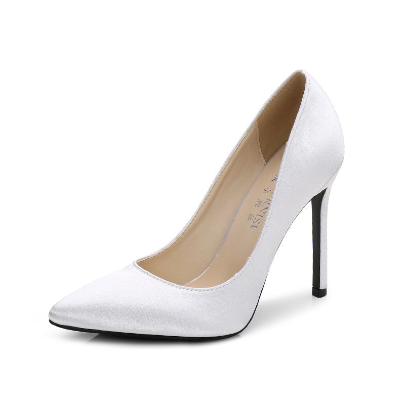 Ladies Pointed Toe Shallow Stiletto Heel Bridal Shoes Wedding Pumps