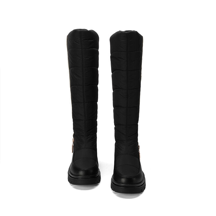 Women's Plush Down Waterproof Flat Platform Mid Calf Snow Boots