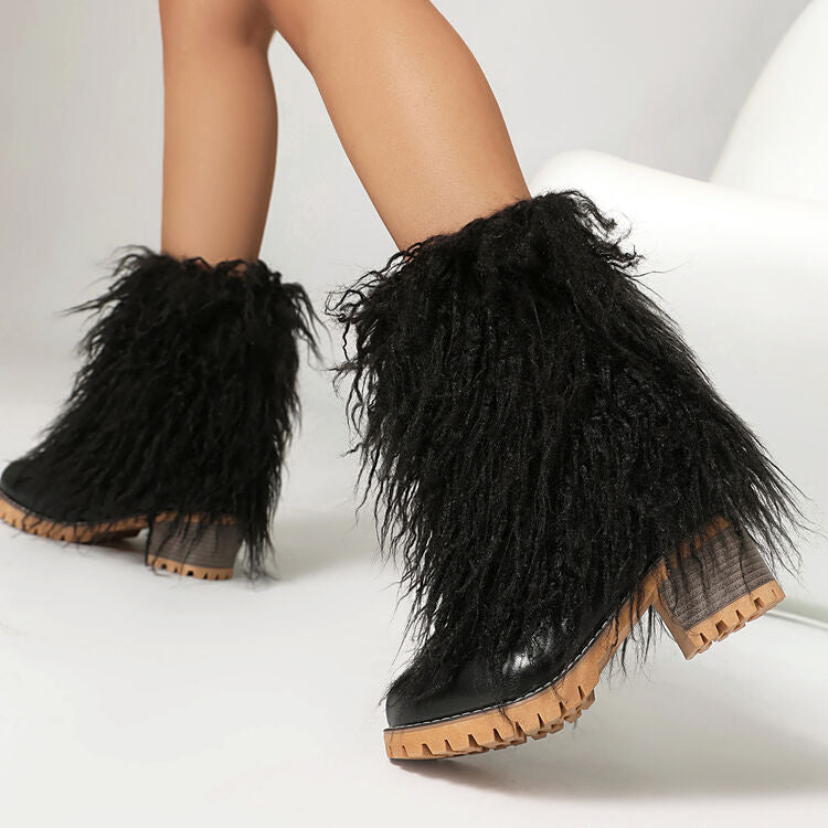 Women's Tassel Round Toe Platform Short Boots