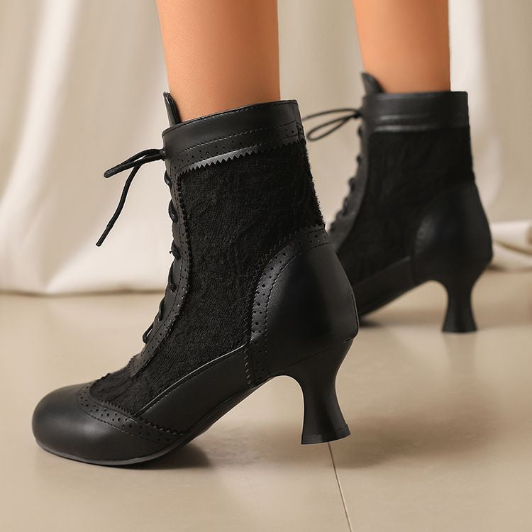 Women's Lace Up High Heel Ankle Boots