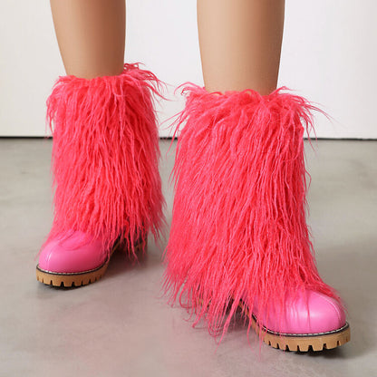 Women's Tassel Round Toe Platform Short Boots